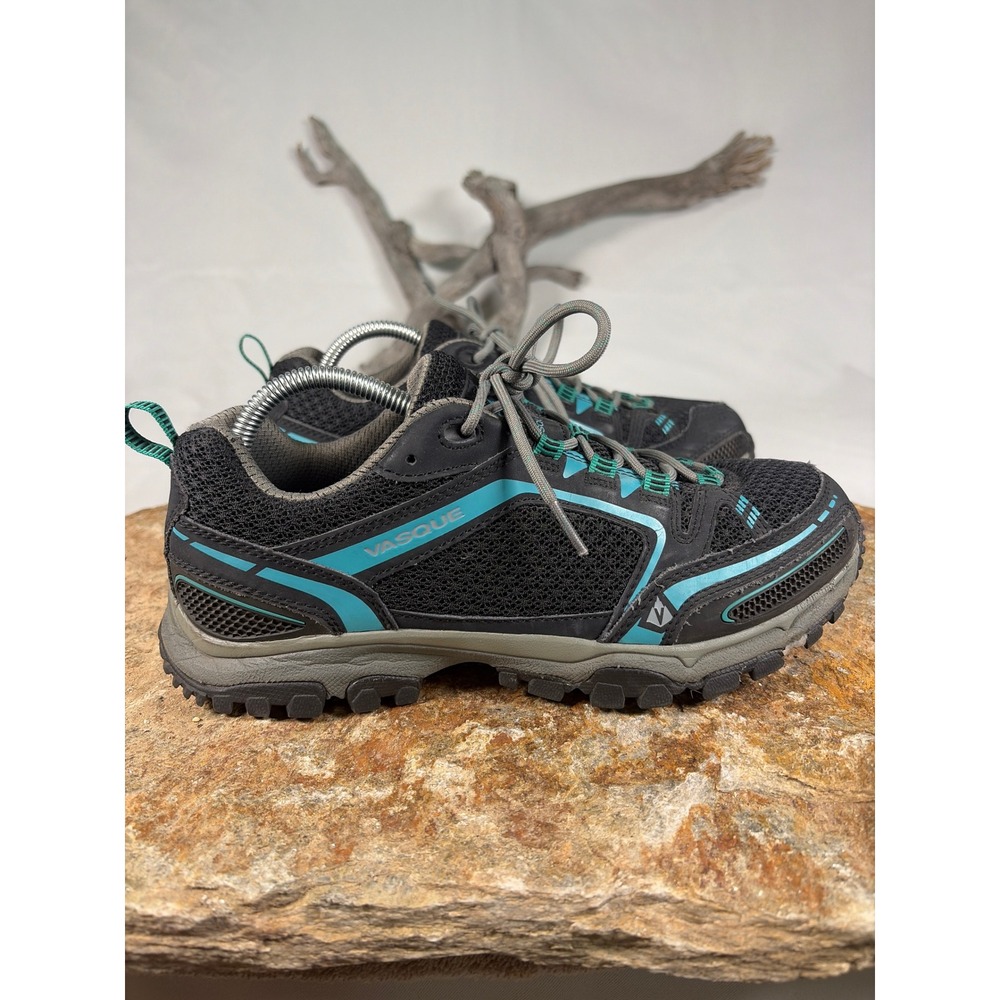 Vasque Low Hiking Shoes Womens 9.5 Black Teal Mesh Vibram 7339M